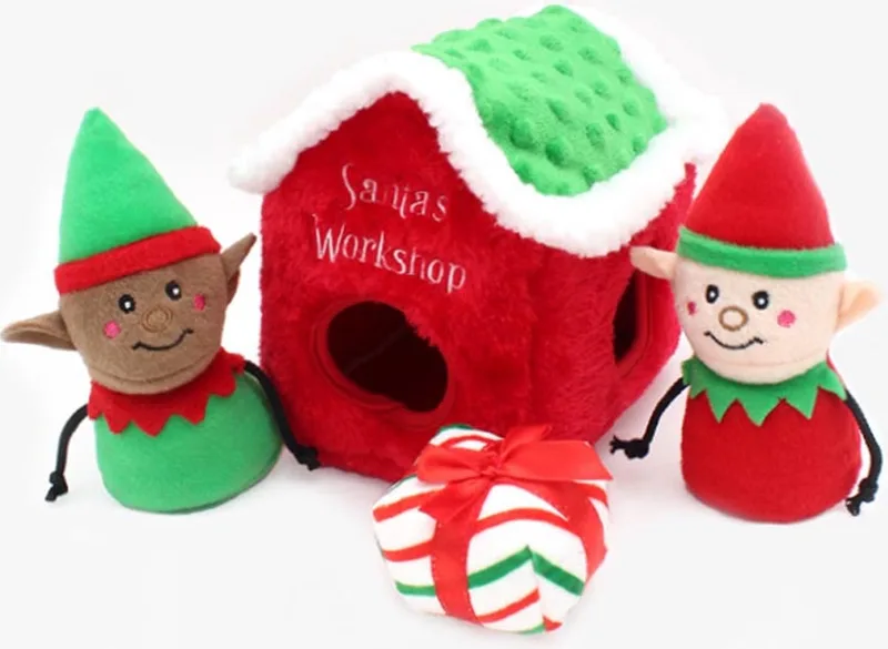 Hondenspeelgoed - Hond - Speelgoed - Intelligentie - Kerst - Kerstmis - Kerstman Werkplaats de Zippy Paws en Rood wit groen werkplaats – photo produit