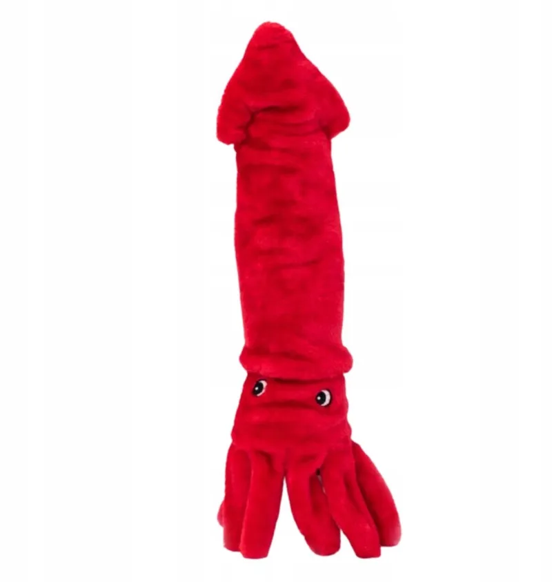 Jigglerz Pluche Inktvis Hondenspeeltje - 50 cm fra Zippy Paws i Rød – produktbillede