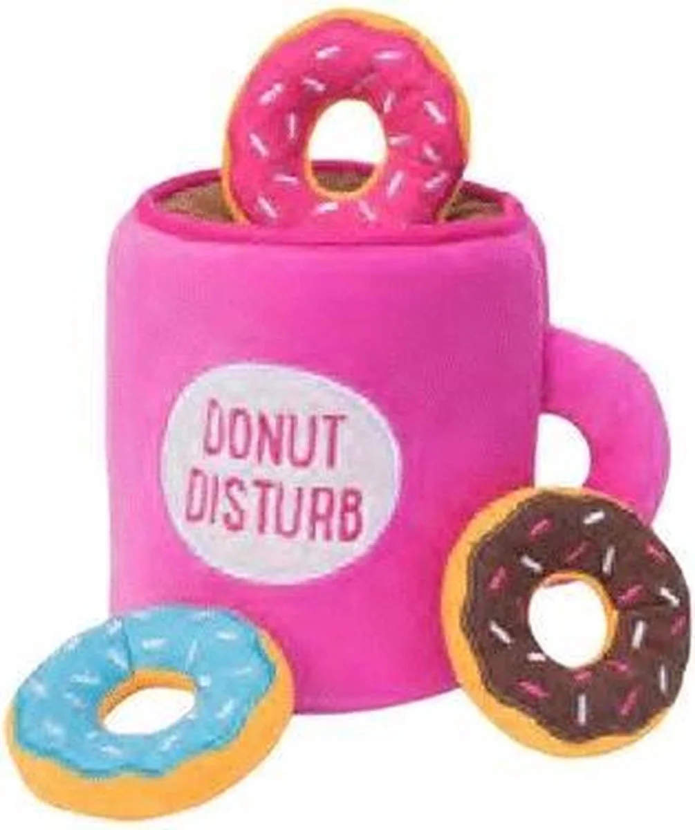 Pluche Hondenpuzzel Koffie en Donuts by Zippy Paws in Brown, Blue, Pink, Orange – product photo