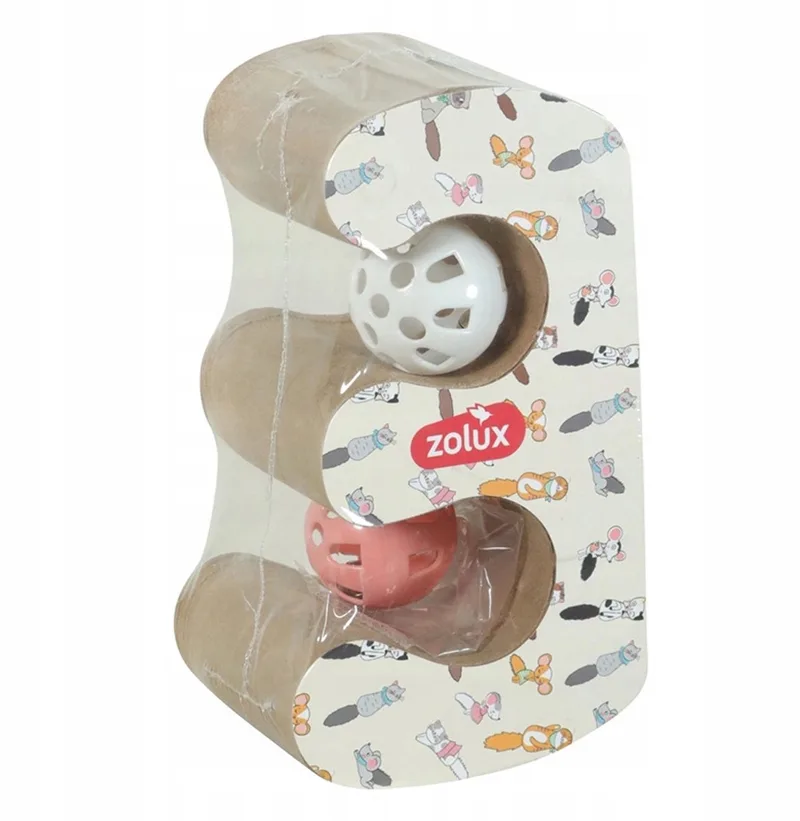 Chatouille Dubbele Kattenkrabpaal met Ballen & Kattenkruid von Zolux in Beige – Produktfoto