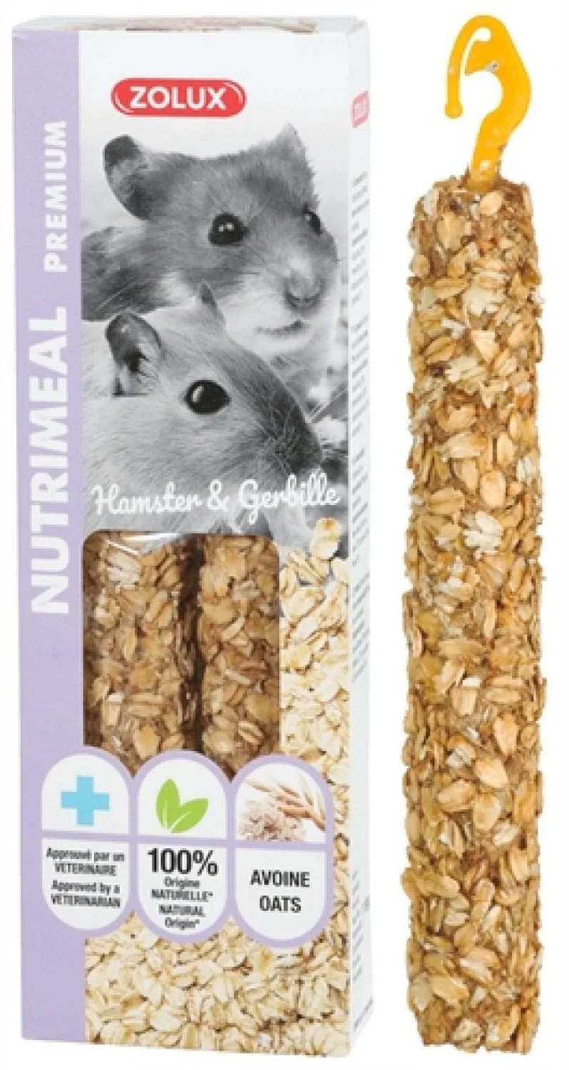 Hamster Snack ZOLUX - Nutrimeal Stick Haver 2St - Tanden Onderhoud, Met Ophangclip, 110gr de Zolux – photo produit