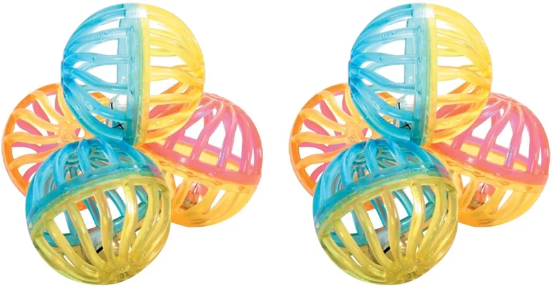 kattenspeelgoed balletjes met bel 4 cm - 2 x 4 stuks - Voordeelset de Zolux en BlauwGeelGroenMultiRoze – photo produit