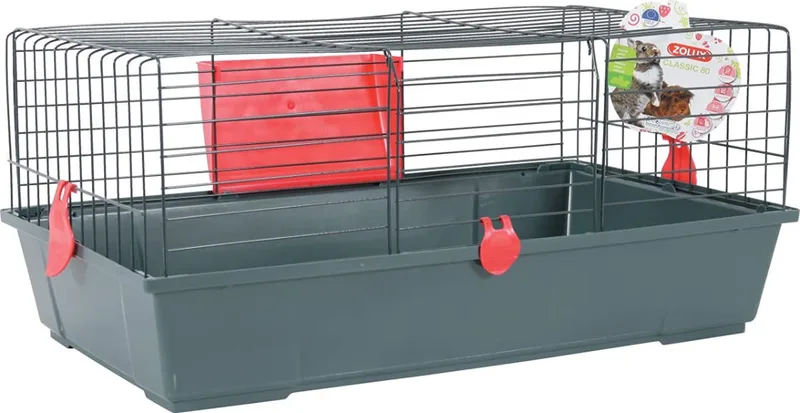 Knaagdierenkooi - Kooi - 80 cm - Grijs/Rood - Met Hooiruif by Zolux in Grey – product photo
