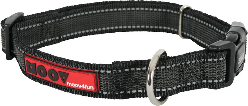 Moov Halsband / Hondenhalsband - Nylon - Neopreen binnenvoering - Reflecterend - Breedte: 2,5 cm - Nekomtrek: 45 - 58 cm (GELIEVE ALVORENS BESTELLEN OPMETEN) de Zolux en Noir – photo produit