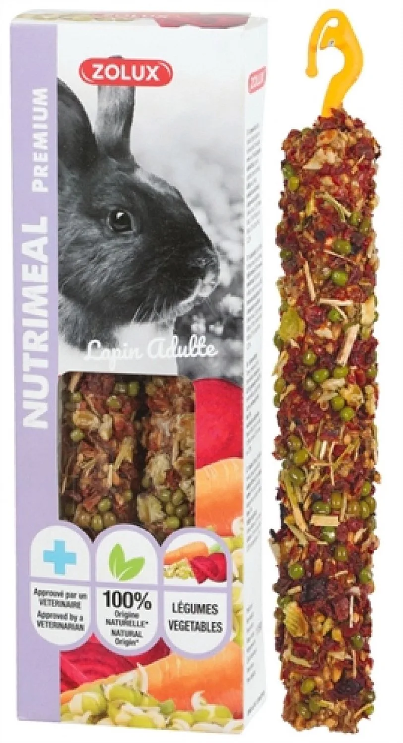 Nutrimeal Stick Konijn Groenten ZOLUX - Tandverzorging - 115gr, 2 stuks, met ophangclip de Zolux – photo produit