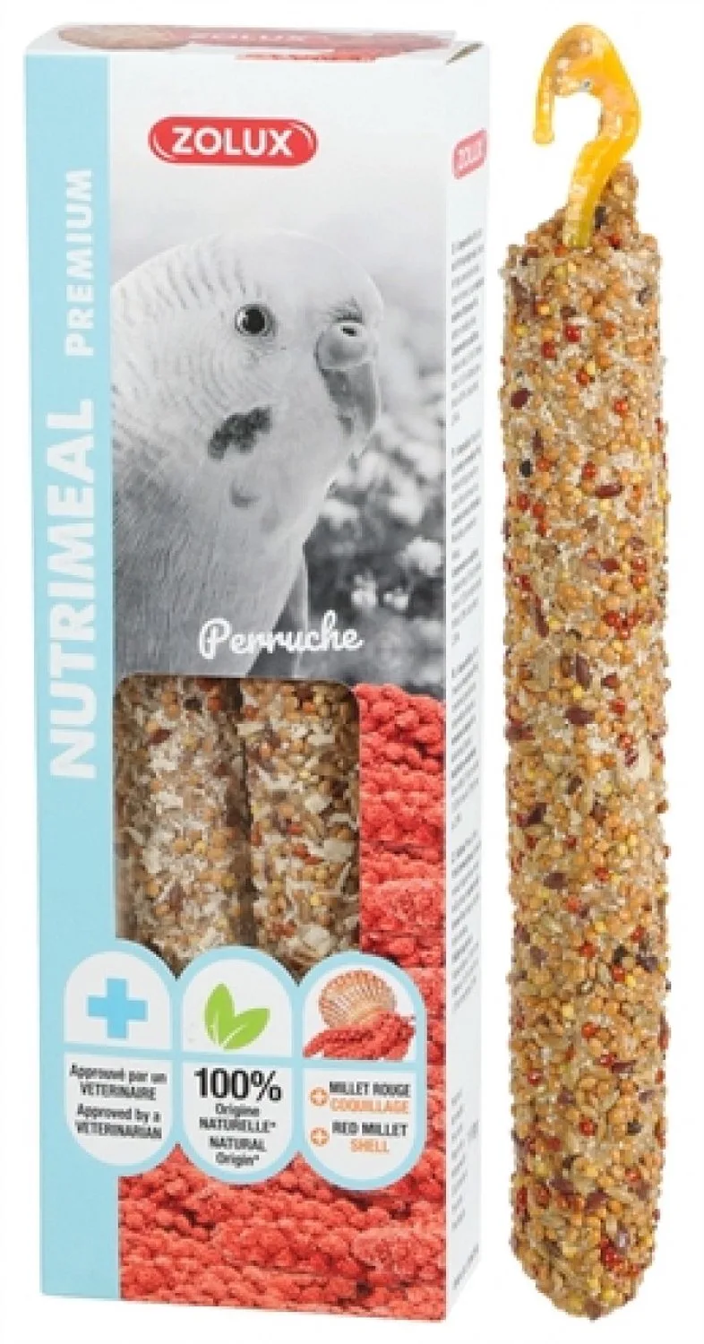 Nutrimeal Stick Parkiet ZOLUX - Rode Gierst 110gr - Aanvullende Diervoeding met Ophangclip de Zolux – photo produit