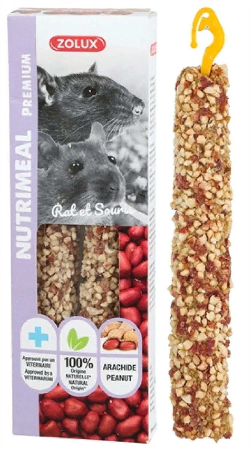 Nutrimeal Stick Rat/Muis ZOLUX - Pinda, Tandverzorging, 125g - 2 Stuks met Ophangclip van Zolux – productfoto