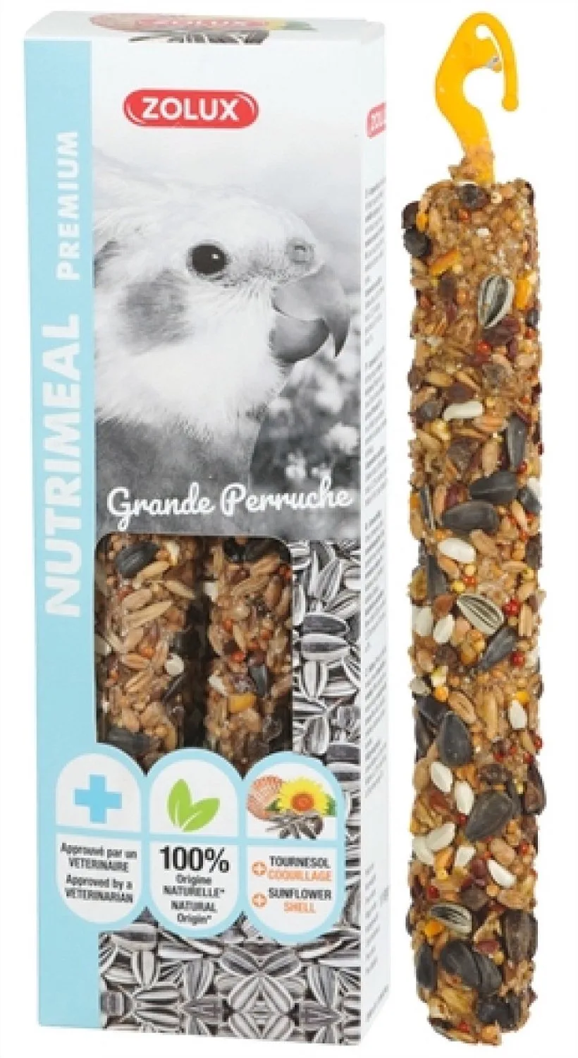 Nutrimeal Stick Zolux - Zonnebloempitten Snack 110g - Aanvullende Diervoeding Grote Parkiet/Papegaai de Zolux – photo produit