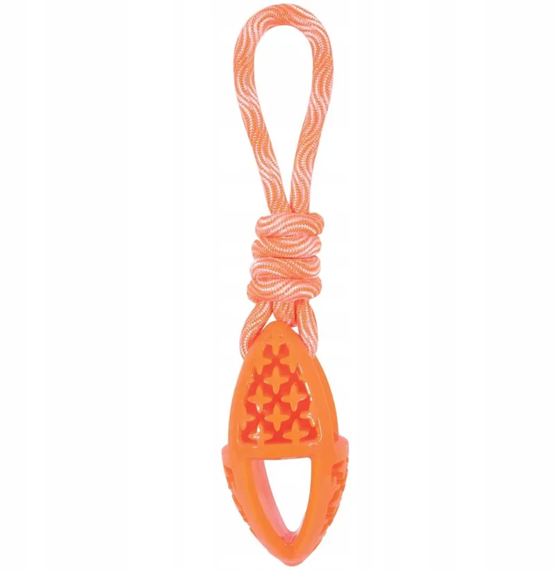 Samba Hondenspeelgoed Ovaal met Touw TPR 28 cm by Zolux in Orange – product photo