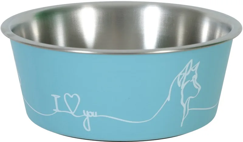 Voerbak Hond ZOLUX - 400ml Anti-Slip Ruitjes-Design - Roestvrijstaal, Ø 12,5 cm von Zolux in Blau – Produktfoto