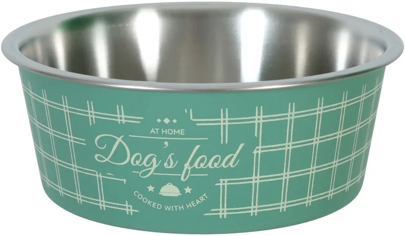 Voerbak Hond Zolux - Anti-Slip Ruitjes - 750ml, Roestvrijstaal, Ø 15cm de Zolux en Vert – photo produit