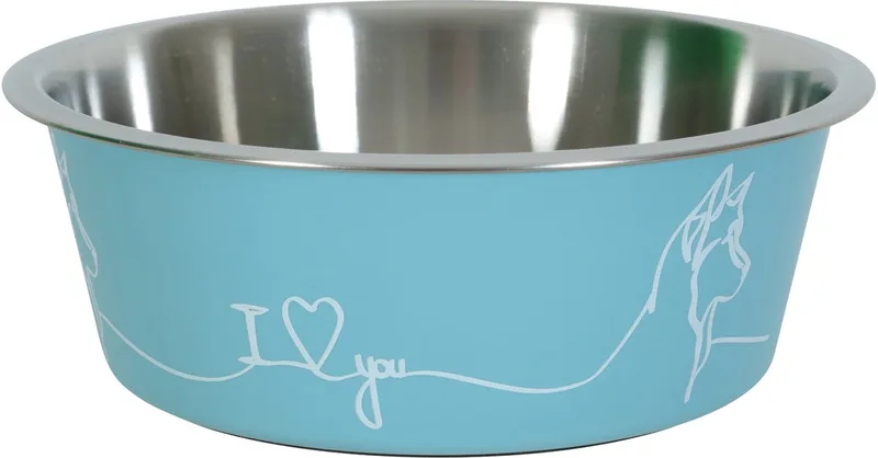 Voerbak Hond ZOLUX - Blauw Ruitjes-Design - Roestvrijstaal 1.2 Ltr, Anti-Slip by Zolux – product photo