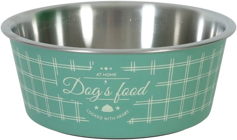 Voerbak Hond ZOLUX - Groen Ruitjes-Design - Roestvrijstaal 1.2 Ltr, Anti-Slip de Zolux – photo produit
