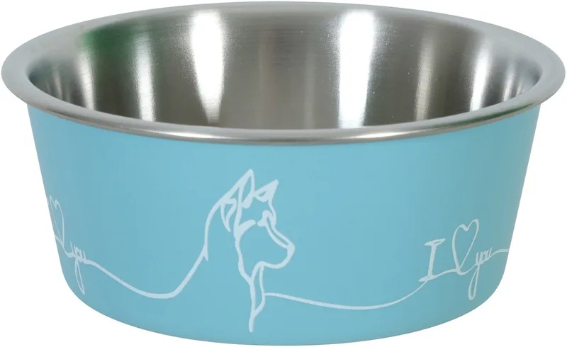 Voerbak Hond ZOLUX - Ruitjes-Design - Roestvrijstaal, 1.7 Ltr, Anti-Slip de Zolux en Bleu – photo produit