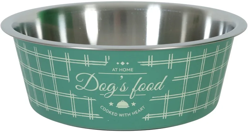 Voerbak Hond ZOLUX - Ruitjes-Design - Roestvrijstaal, 1.7 Ltr, Anti-Slip by Zolux in Green – product photo