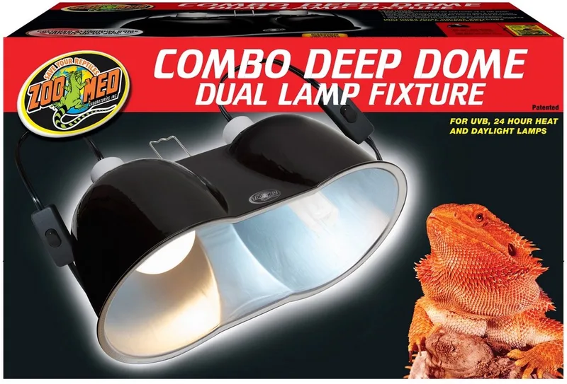 Combo Deep Dome Dual Lamp Fixture | dubbele terrariumarmatuur 2x160W voor reptielen de Zoo Med en Noir – photo produit