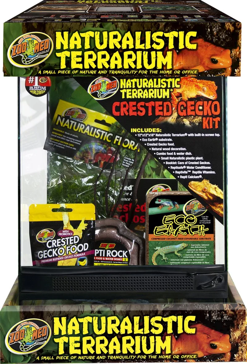 Crested Gecko Kit Terrarium - Terrarium voor Kuifgekko incl. toebehoren - 30x30x46cm von Zoo Med in Schwarz – Produktfoto
