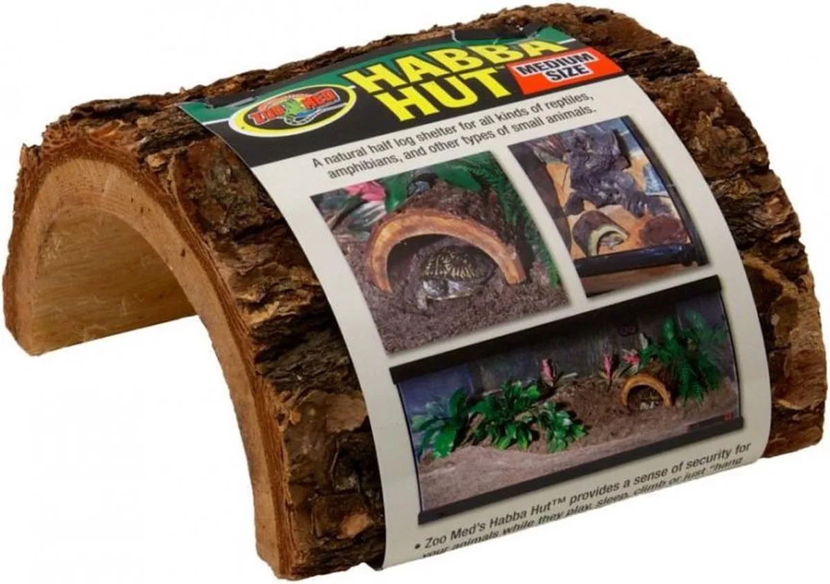 Habba Hut | Natuurlijke houten schuilplaats voor reptielen, amfibieën en knaagdieren Medium von Zoo Med in Braun – Produktfoto
