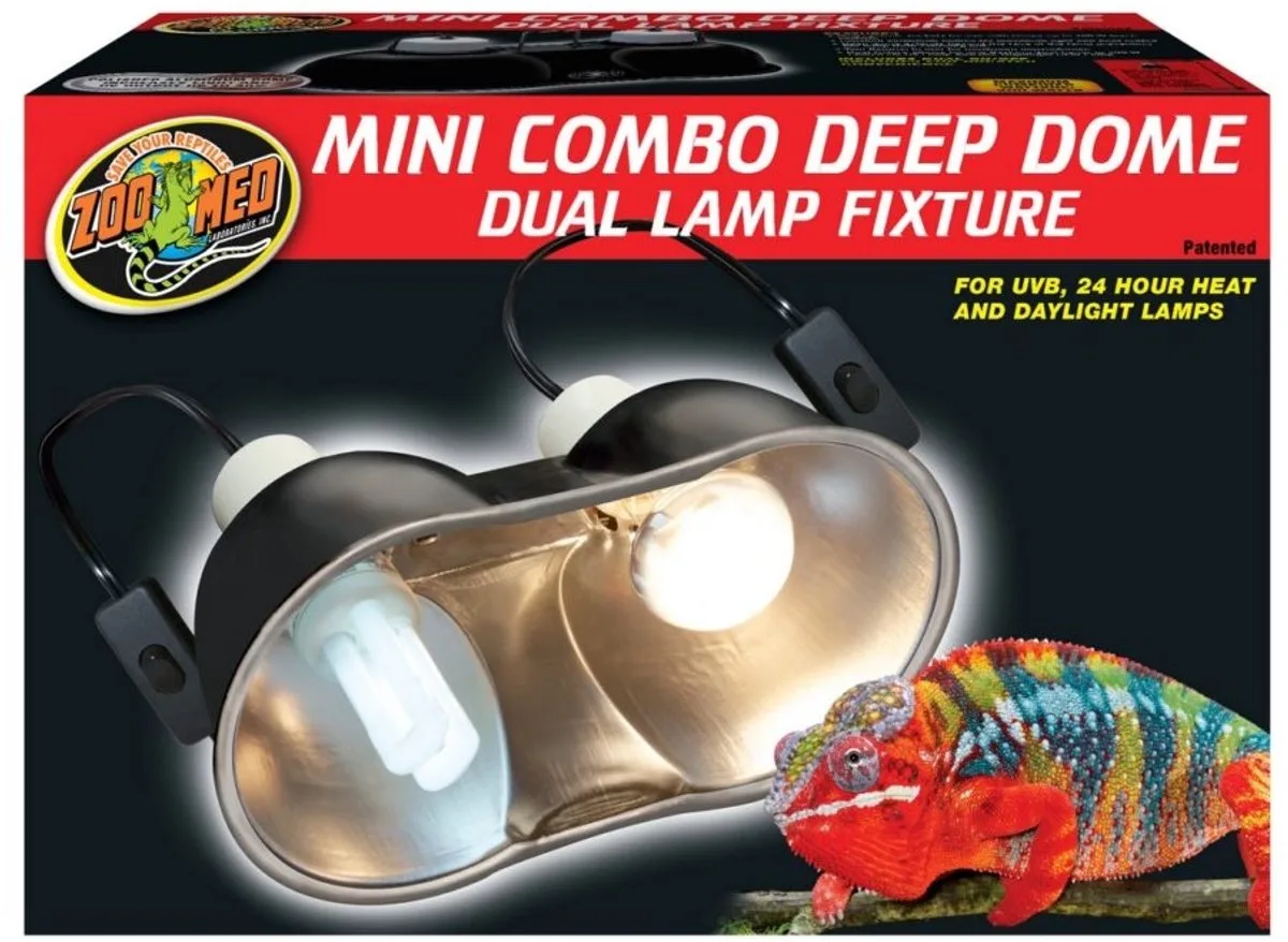 Mini Combo Deep Dome Lamp Fixture - Mini Combo Diepe Koepel Lampenhouder - 100W von Zoo Med in Schwarz – Produktfoto