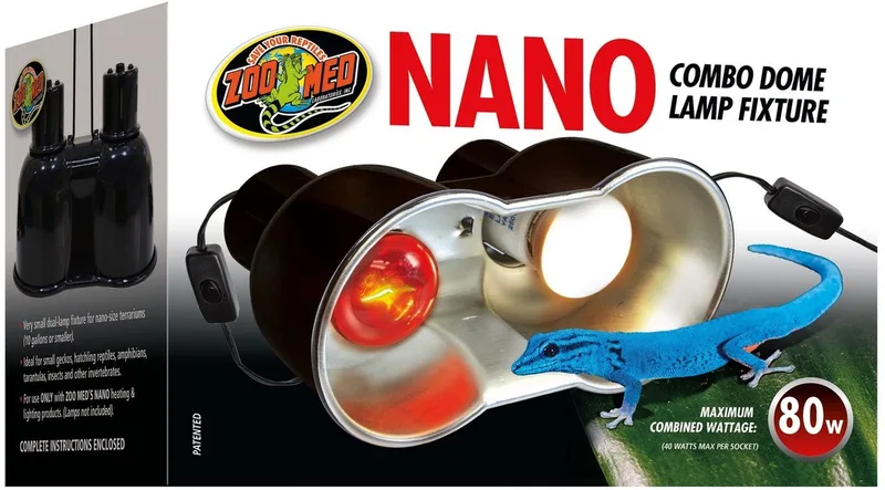 Nano Combo Dome dubbele E27 lampenhouder voor nano terrariums tot 10 gallon de Zoo Med en Noir – photo produit 1 sur 2