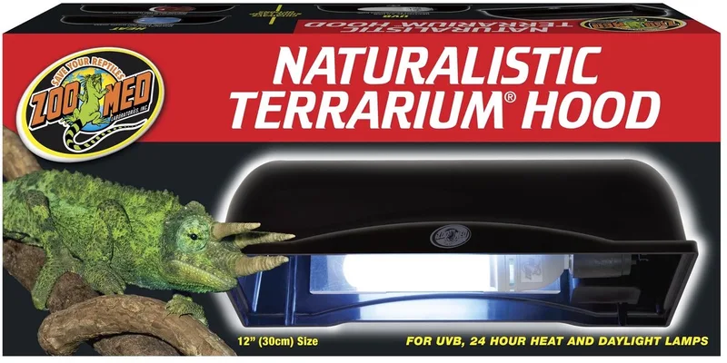 Naturalistic Terrarium Hood - Natuurlijke Terrarium Lamp - Small - Max. 60W - 30cm de Zoo Med en Noir – photo produit