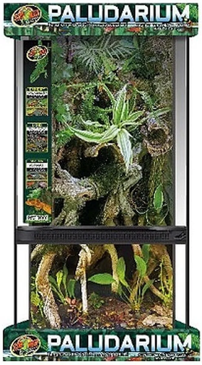 Paludarium 45x45x90cm voor reptielen amfibieën en vissen de Zoo Med en Noir – photo produit