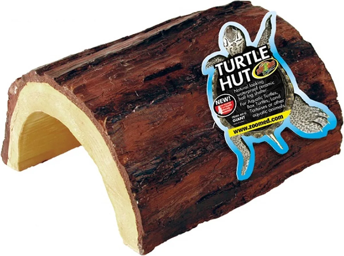 Turtle Hut – Schildpad Hut - Kunststof - Boomstronk - Large - 16x17x7cm von Zoo Med in Braun – Produktfoto
