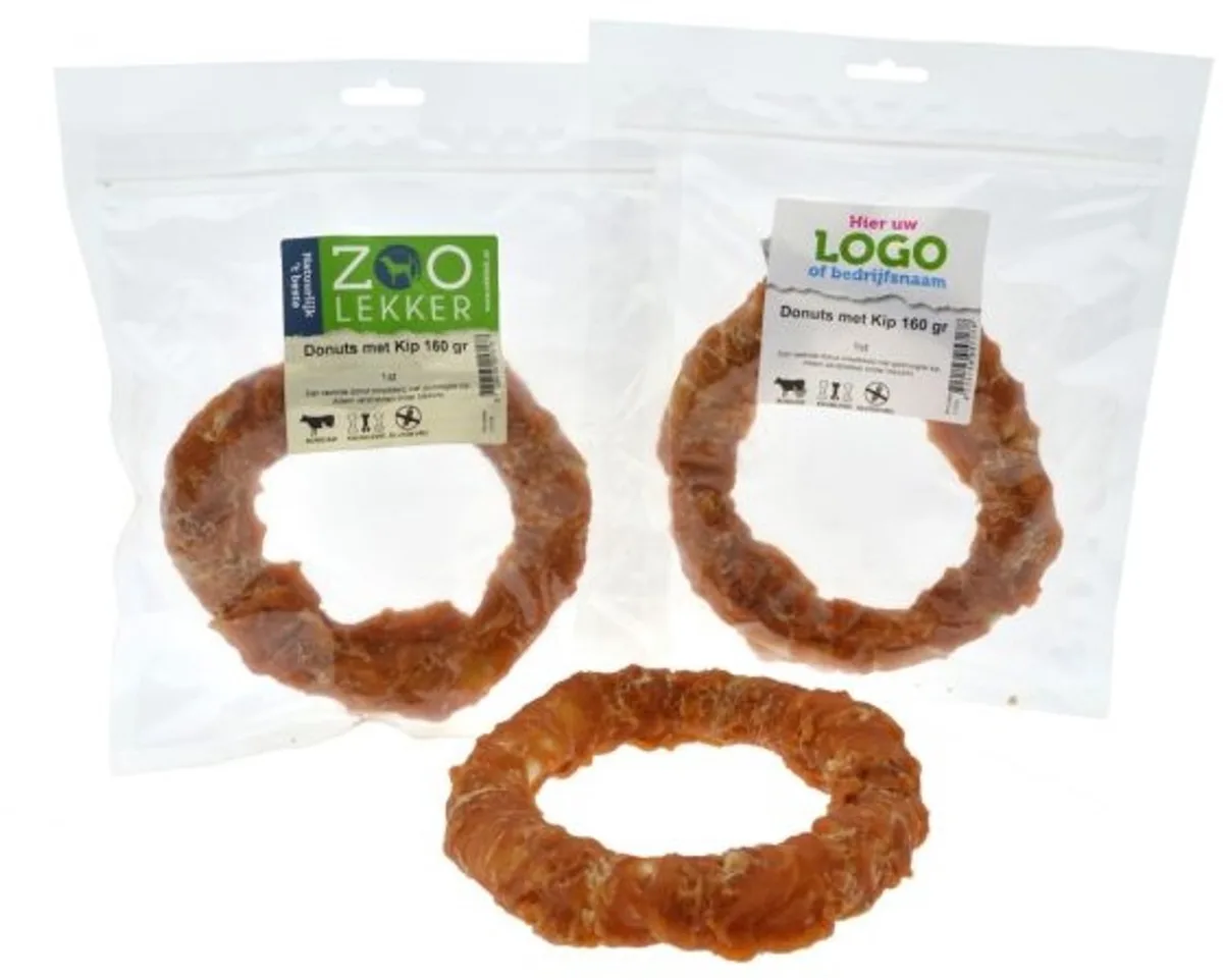 Donut met kip 160 g | kauwsnack van buffelhuid voor honden von Zoolekker – Produktfoto
