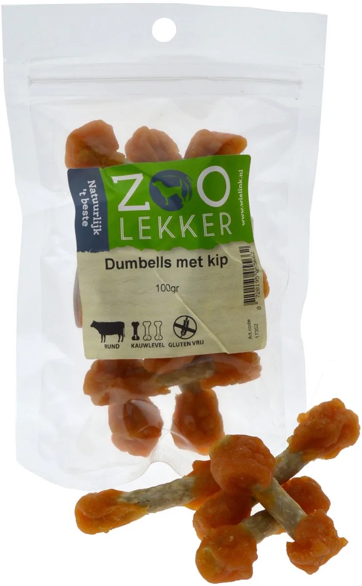 Dumbells met kip - smakelijke hondensnack 100 g en 400 g 400 Gram de Zoolekker – photo produit