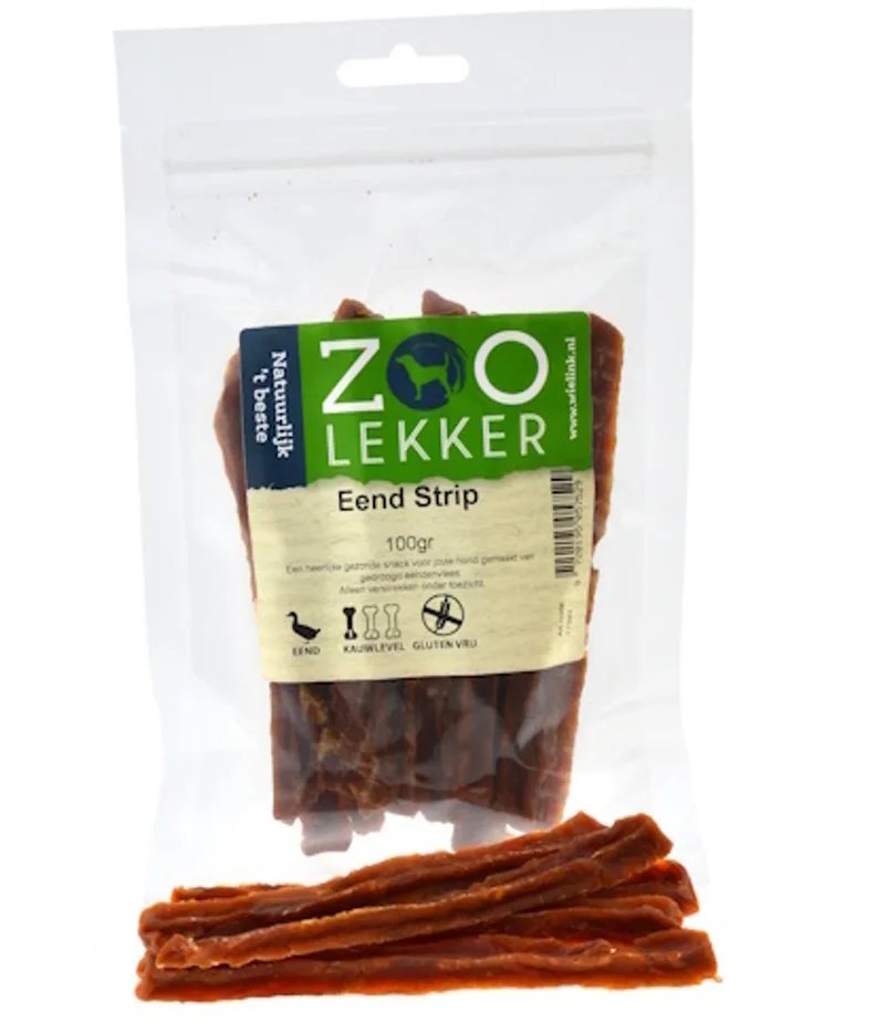 Eend Strip - gezonde hondensnack 100 g fra Zoolekker – produktbillede