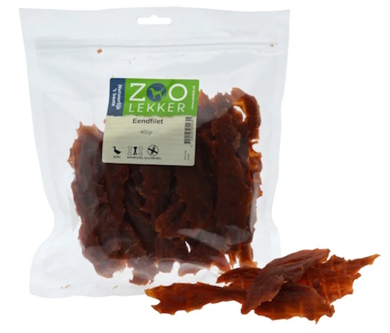Eendfilet hondensnack - luchtgedroogde eend voor honden 400 Gram von Zoolekker – Produktfoto