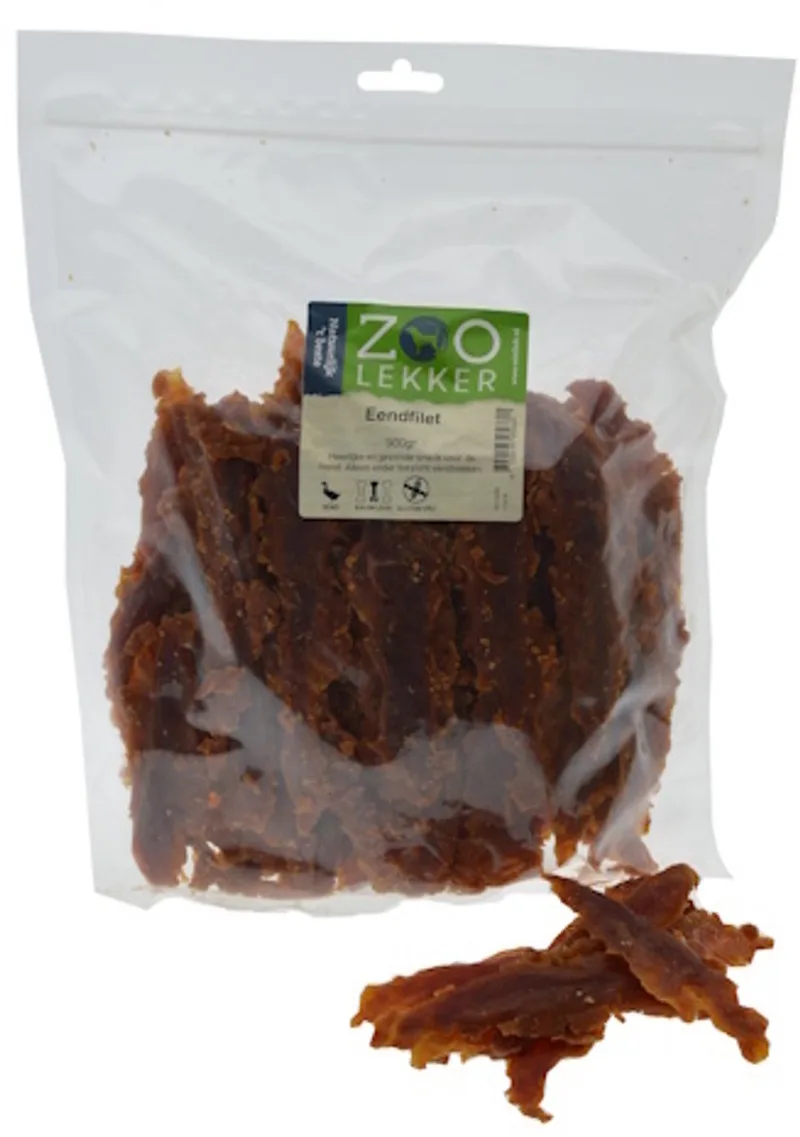 Eendfilet hondensnack - luchtgedroogde eend voor honden 900 Gram von Zoolekker – Produktfoto