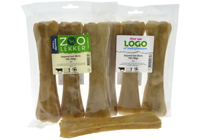 Geperst Bot hondensnack van buffelhuid 20 cm - natuurlijke kauwsnack 150-160 g per stuk, verpakt per 3 de Zoolekker – photo produit
