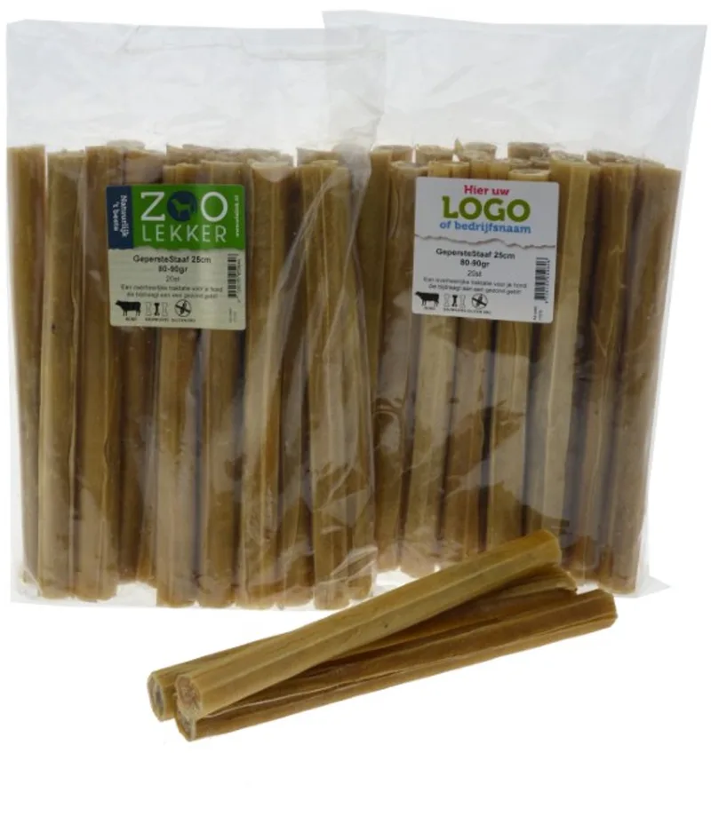 Geperste kauwstaaf 25 cm 80-90 g | stevige buffelhuid snack | 20 stuks von Zoolekker – Produktfoto