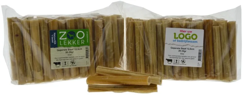 Geperste staaf buffelhuid 12,5 cm ÃƒËœ15 mm | kauwsnack 10 stuks (20Ã¢â‚¬â€œ30 g) by Zoolekker – product photo