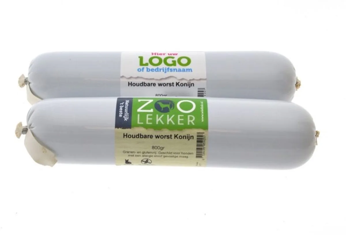 Houdbare hondenworst met konijn | 800 g | graanvrij en glutenvrij van Zoolekker – productfoto