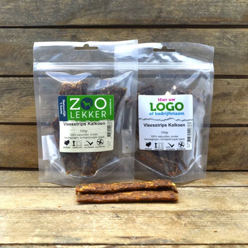 kalkoenstrips - 4 zakjes van 100 gram - snack voor de hond - hypo allergeen de Zoolekker – photo produit