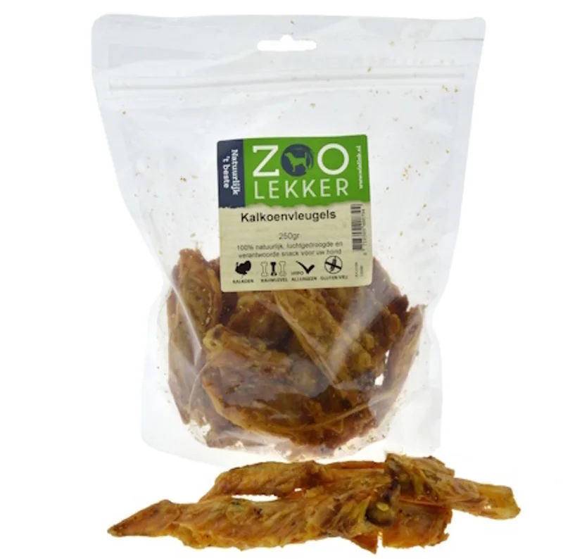 Kalkoenvleugels hondensnack - natuurlijke, krokante snack voor hond en kat, 250 g von Zoolekker – Produktfoto