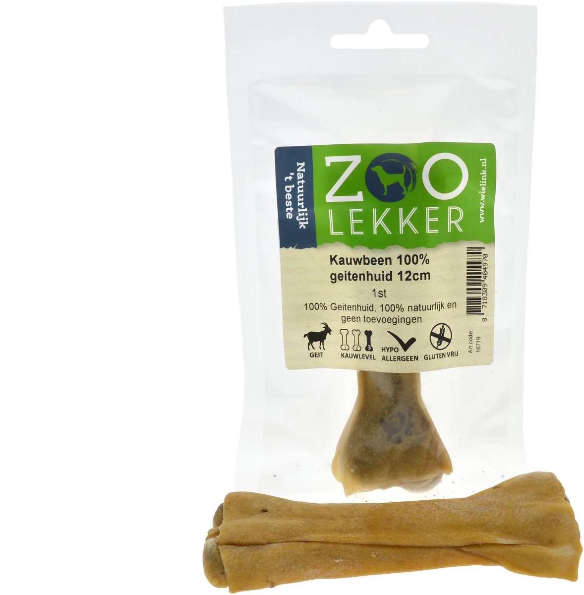 Kauwbeen 100% geitenhuid van Zoolekker – productfoto