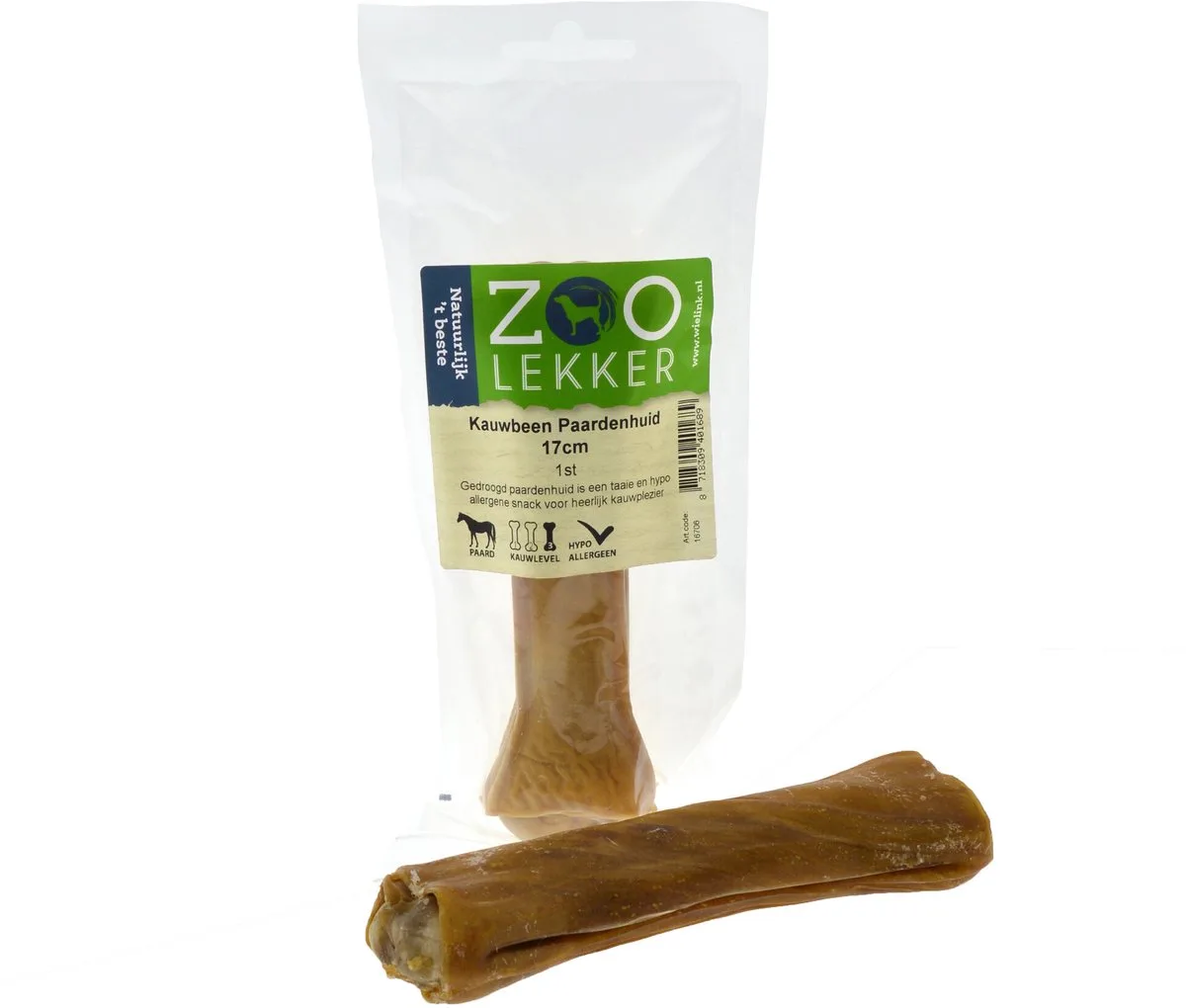 Kauwbeen Paardenhuid - 17 cm van Zoolekker – productfoto
