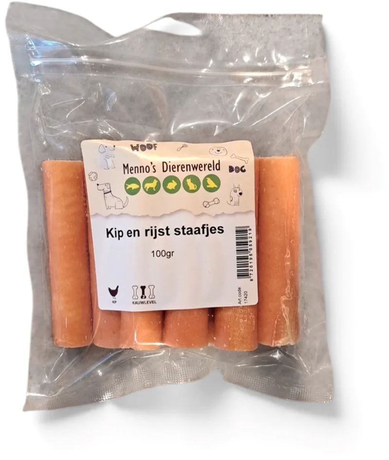 Kip en rijst staafjes - gezonde hondensnack in 100 g en 400 g verpakkingen 100 Gram von Zoolekker – Produktfoto