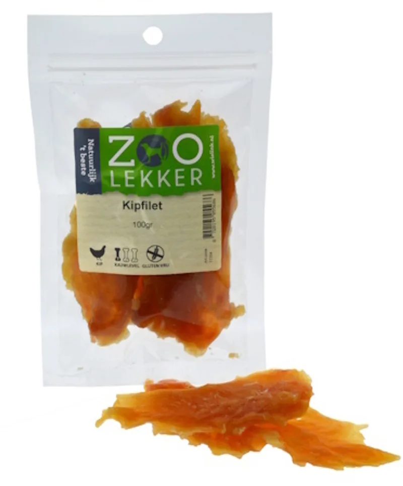 Kipfilet hondensnack - natuurlijke gedroogde kip voor honden 100 Gram de Zoolekker – photo produit