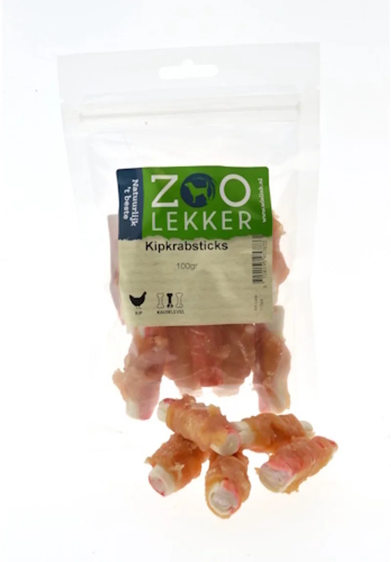 Kipkrabsticks - smakelijke hondensnack in 100 g en 400 g verpakkingen 100 Gram de Zoolekker – photo produit
