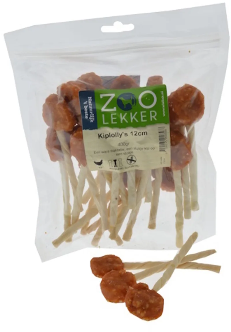 Kiplolly’s 12 cm - smakelijke hondensnack in 100 g en 400 g verpakkingen 400 Gram by Zoolekker – product photo