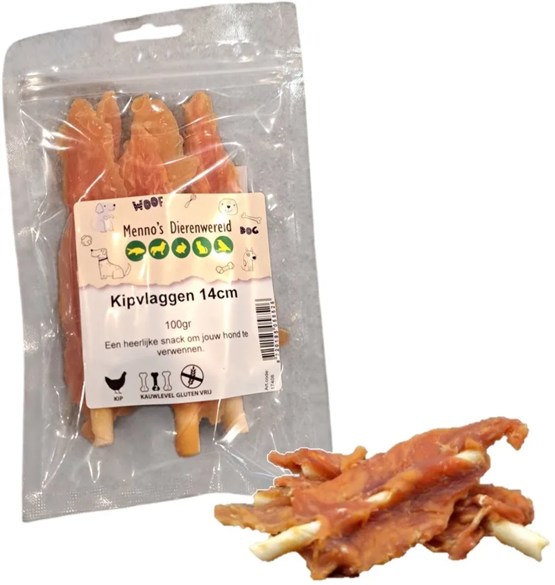 Kipvlaggen 14 cm - smakelijke hondensnack in 100 g en 400 g verpakkingen 100 Gram by Zoolekker – product photo