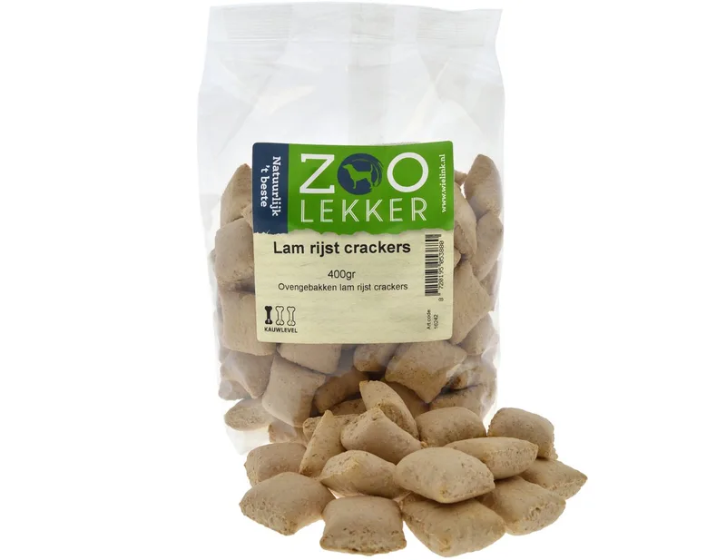 Lam & Rijst Crackers - hondenkoekjes - 400 gram by Zoolekker – product photo