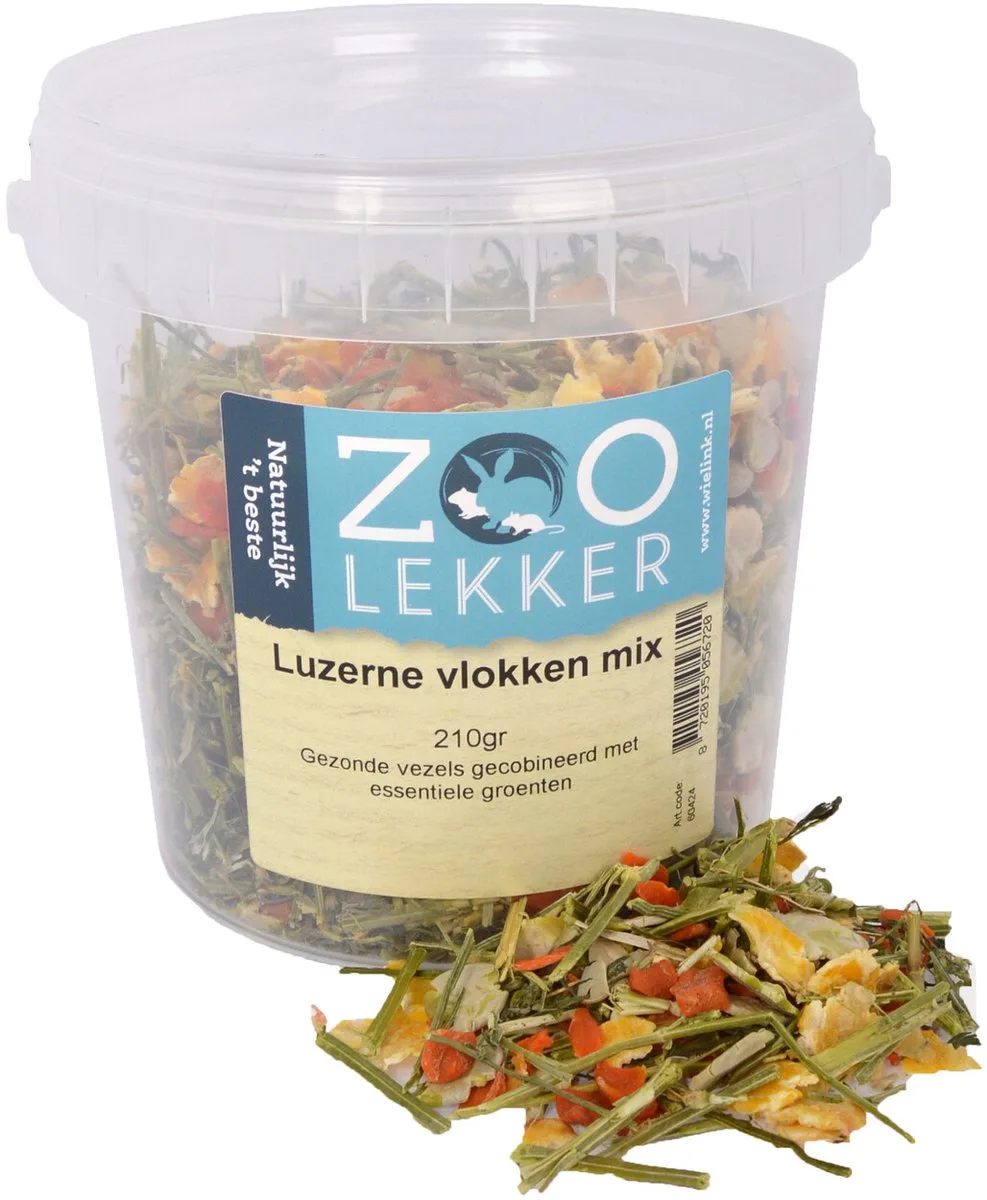 Luzerne vlokken mix 210gr de Zoolekker – photo produit