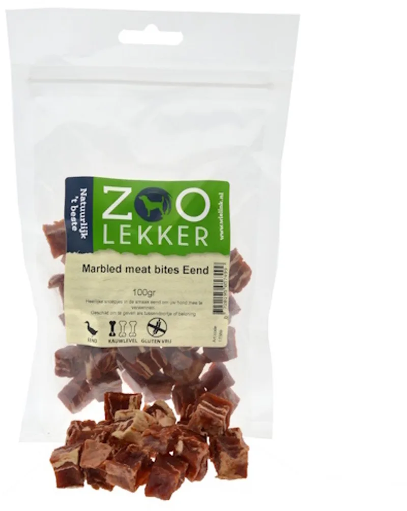 Marbled Meat Bites Eend - glutenvrije hondensnack 100 g by Zoolekker – product photo