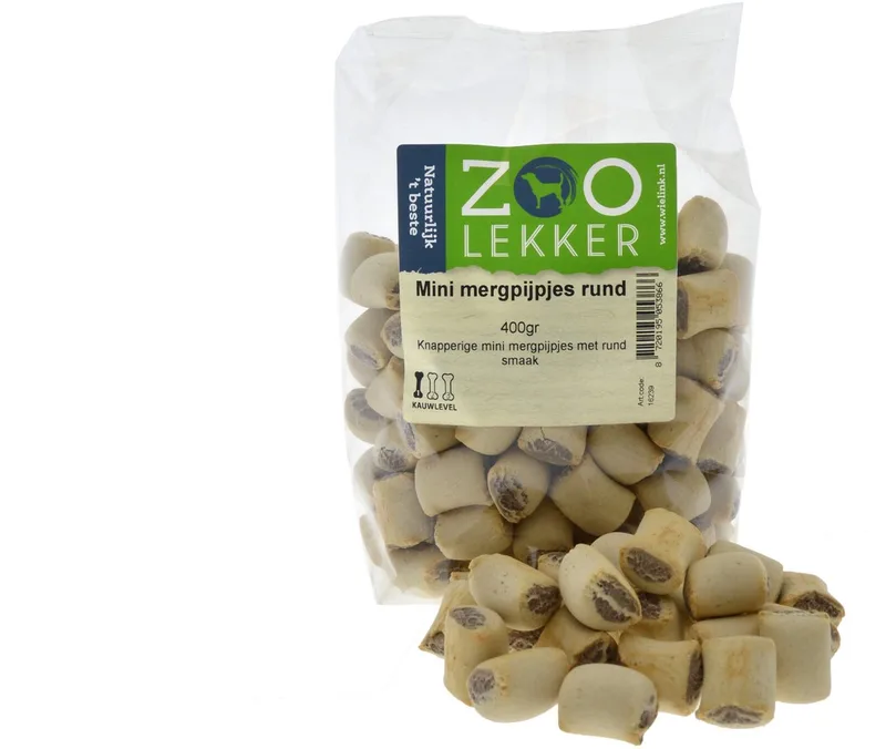 Mini Mergpijpjes - hondenkoekjes - Rund 400 gram by Zoolekker – product photo