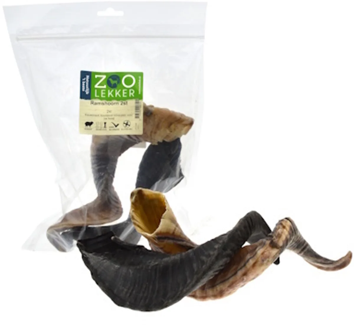 Ramshoorn - natuurlijke hondensnack rijk aan mineralen, 2 stuks fra Zoolekker – produktbillede